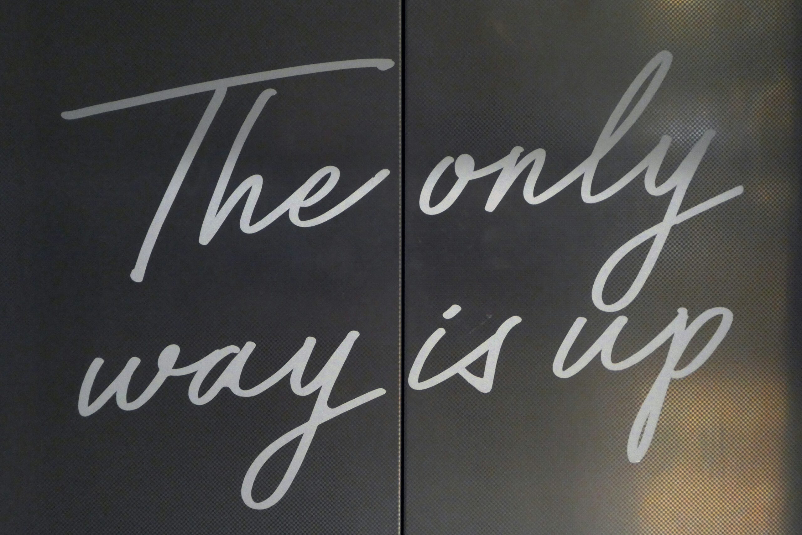Script text: "The only way is up
